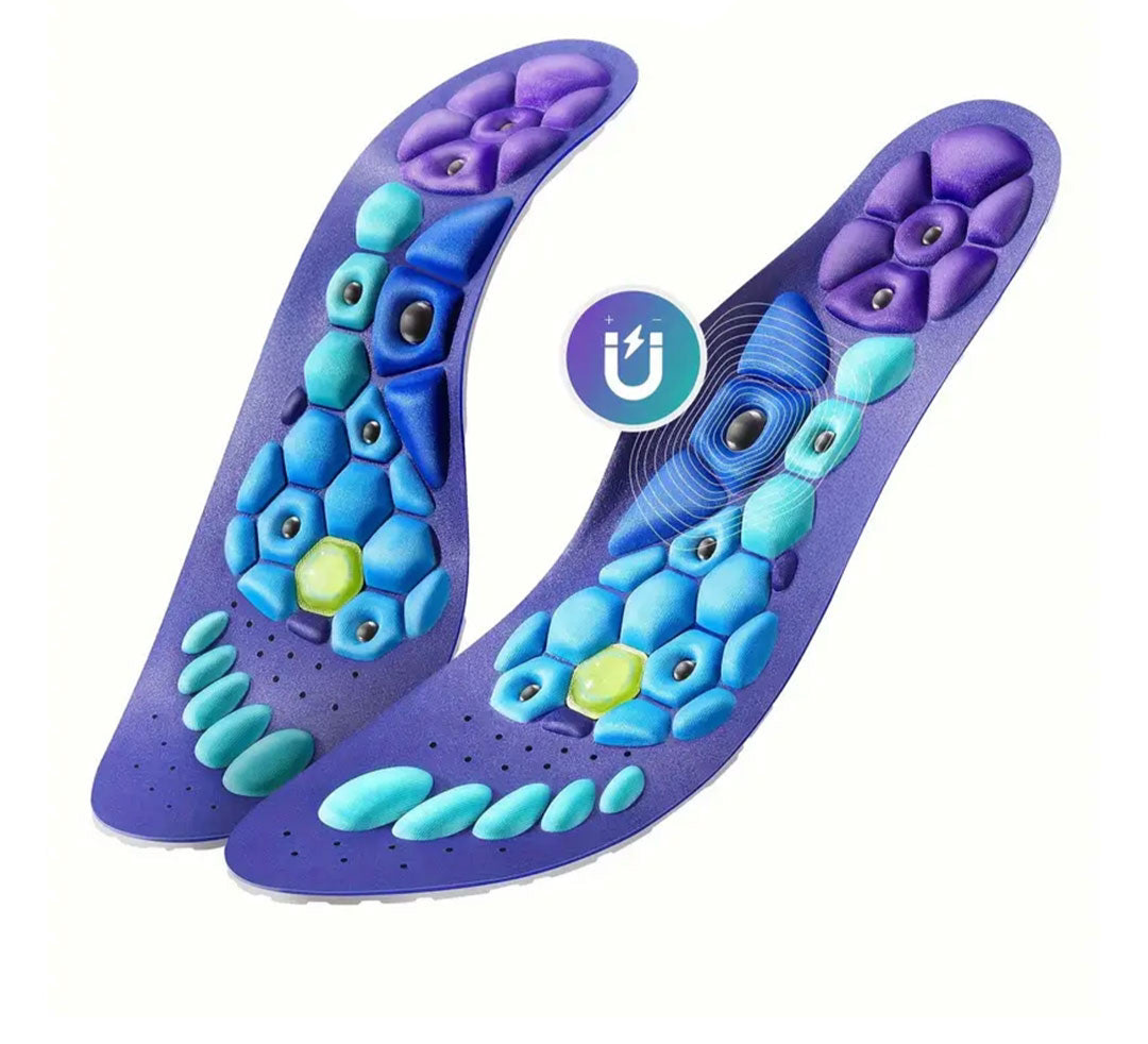 Comfortable shock-absorbing magnetic insoles for all day